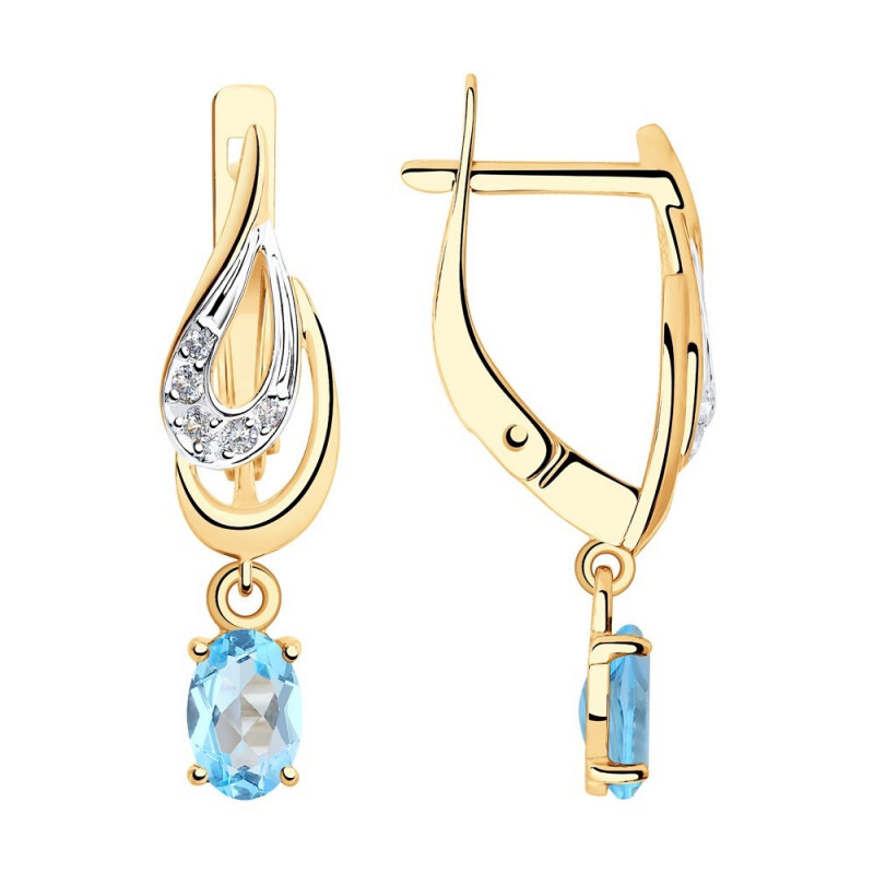 Серьги с Топазом и Фианитами