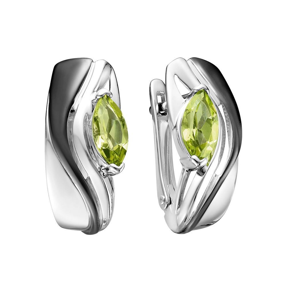 Серьги с хризолитом из серебра Серьги с хризолитом из серебра