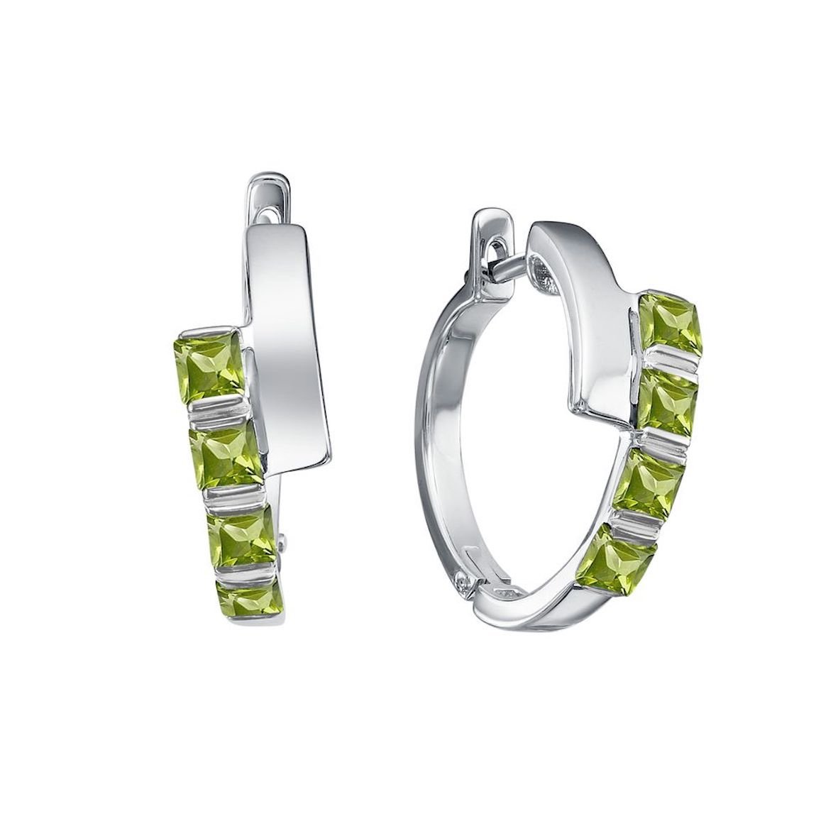 Серьги с хризолитом из серебра