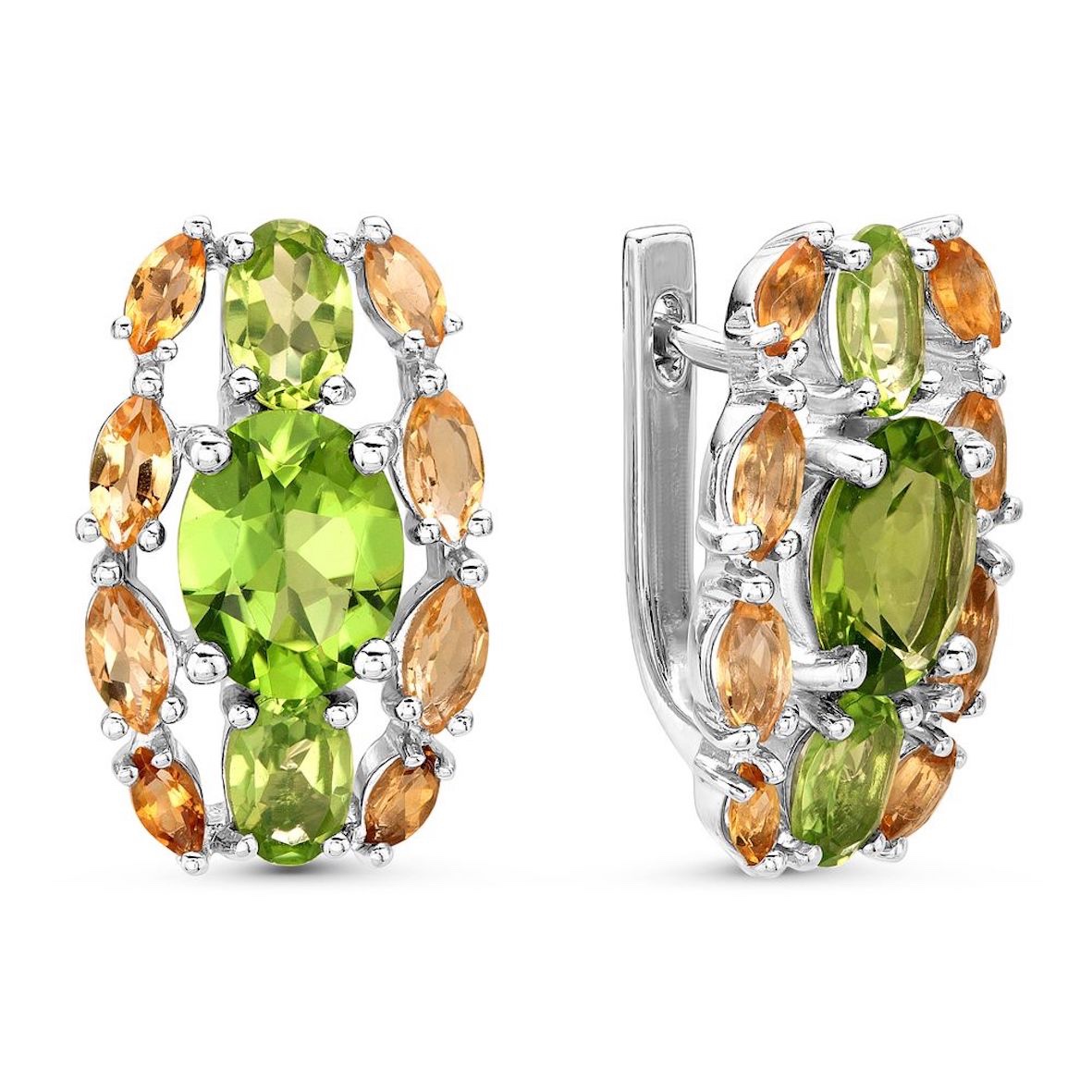 Ohrringe mit Citrin und Peridot 925 Silber Ohrringe mit Citrin und Peridot 925 Silber