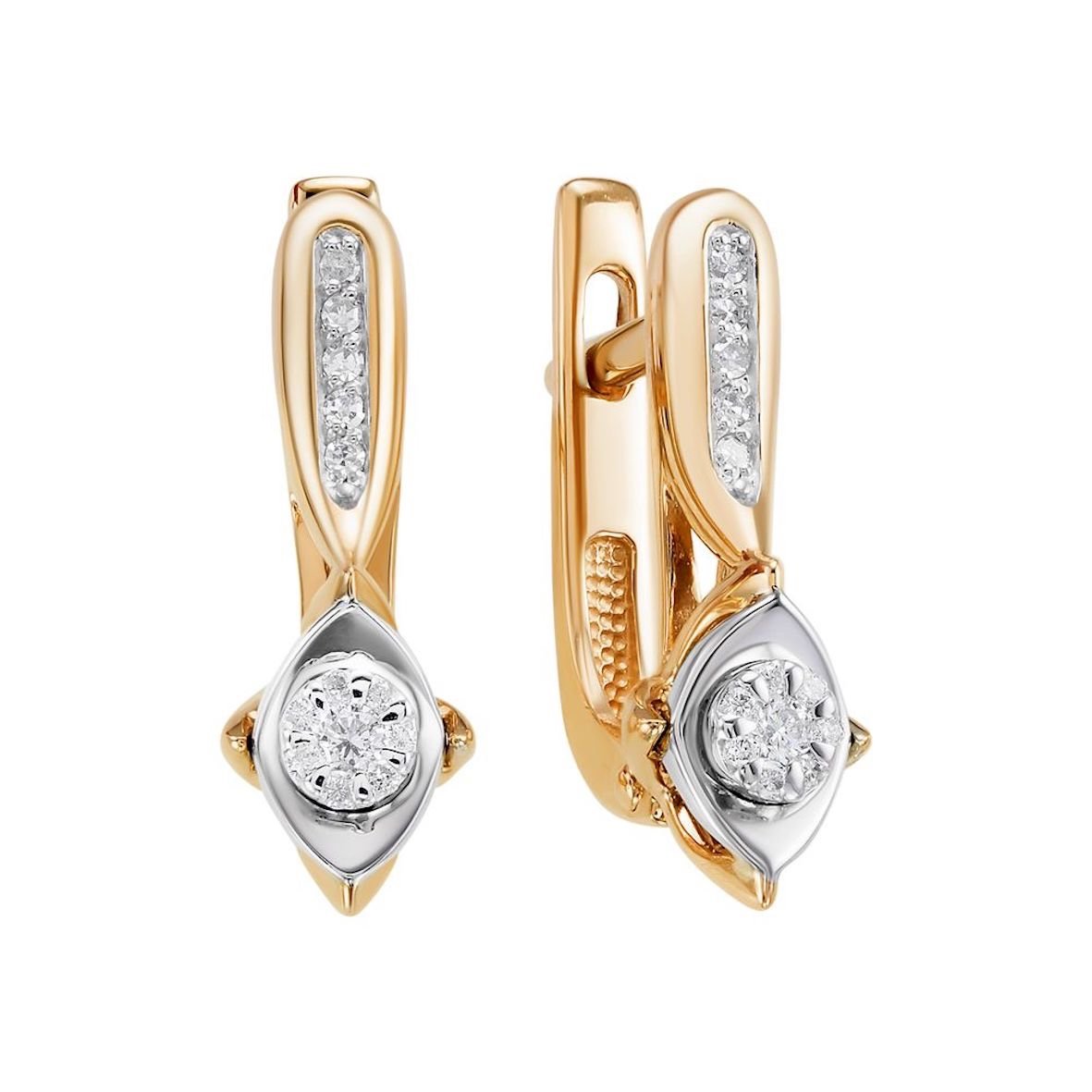 Damen Ohrringe 585 Rotgold Bicolor Brillanten