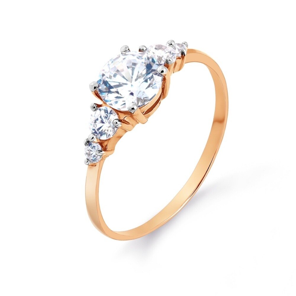 Damen Ring 585 Rotgold Zirkonia