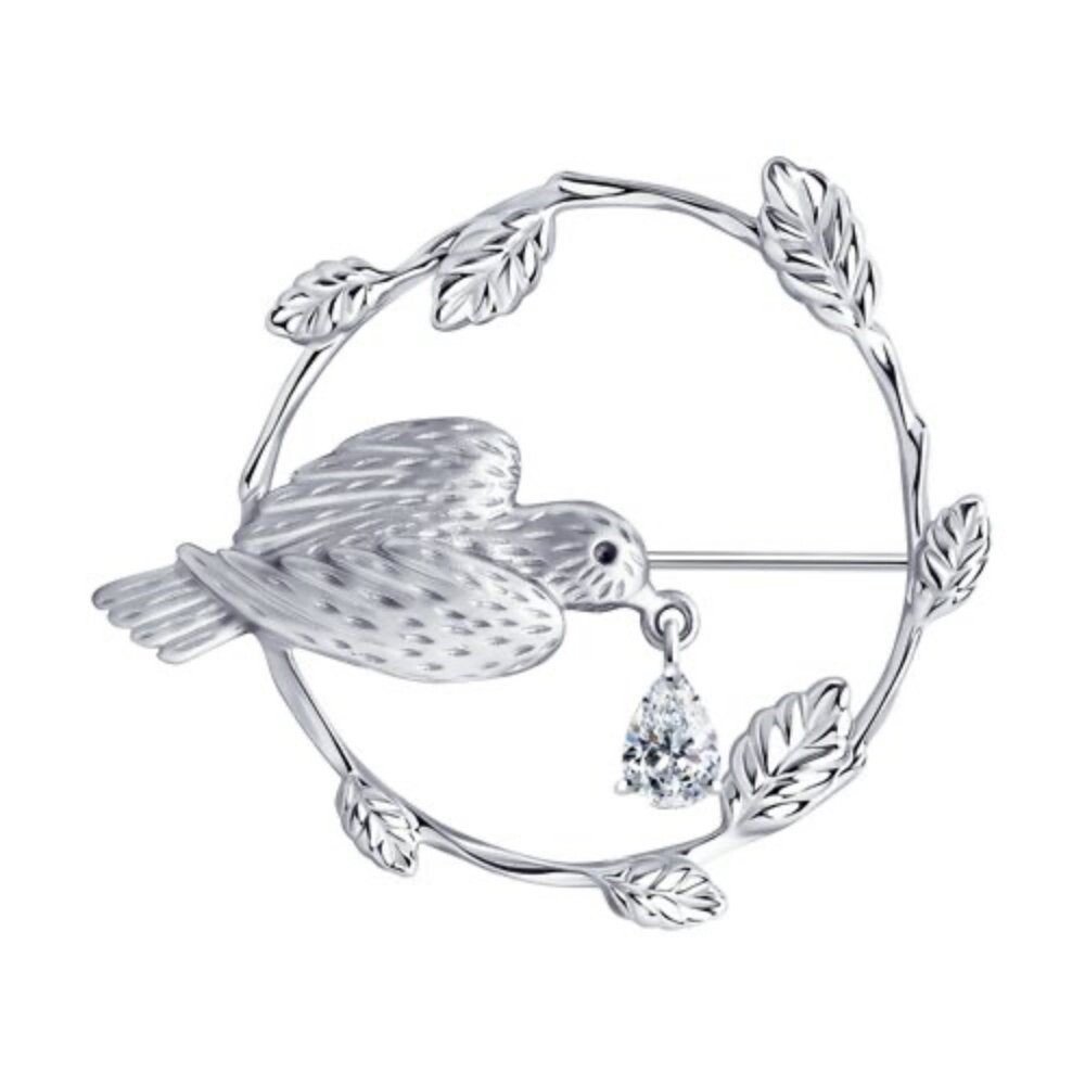 Brosche "Vogel" 925 Silber mit Zirconia PREMIUM