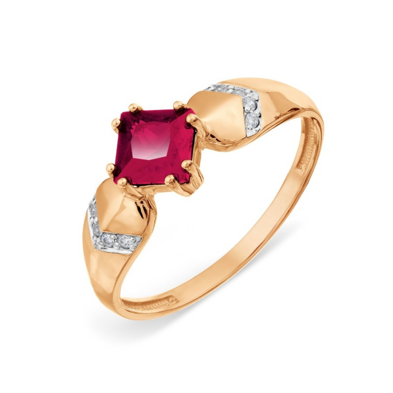 Damen Ring 585 Rotgold Rubin und Zirkonia