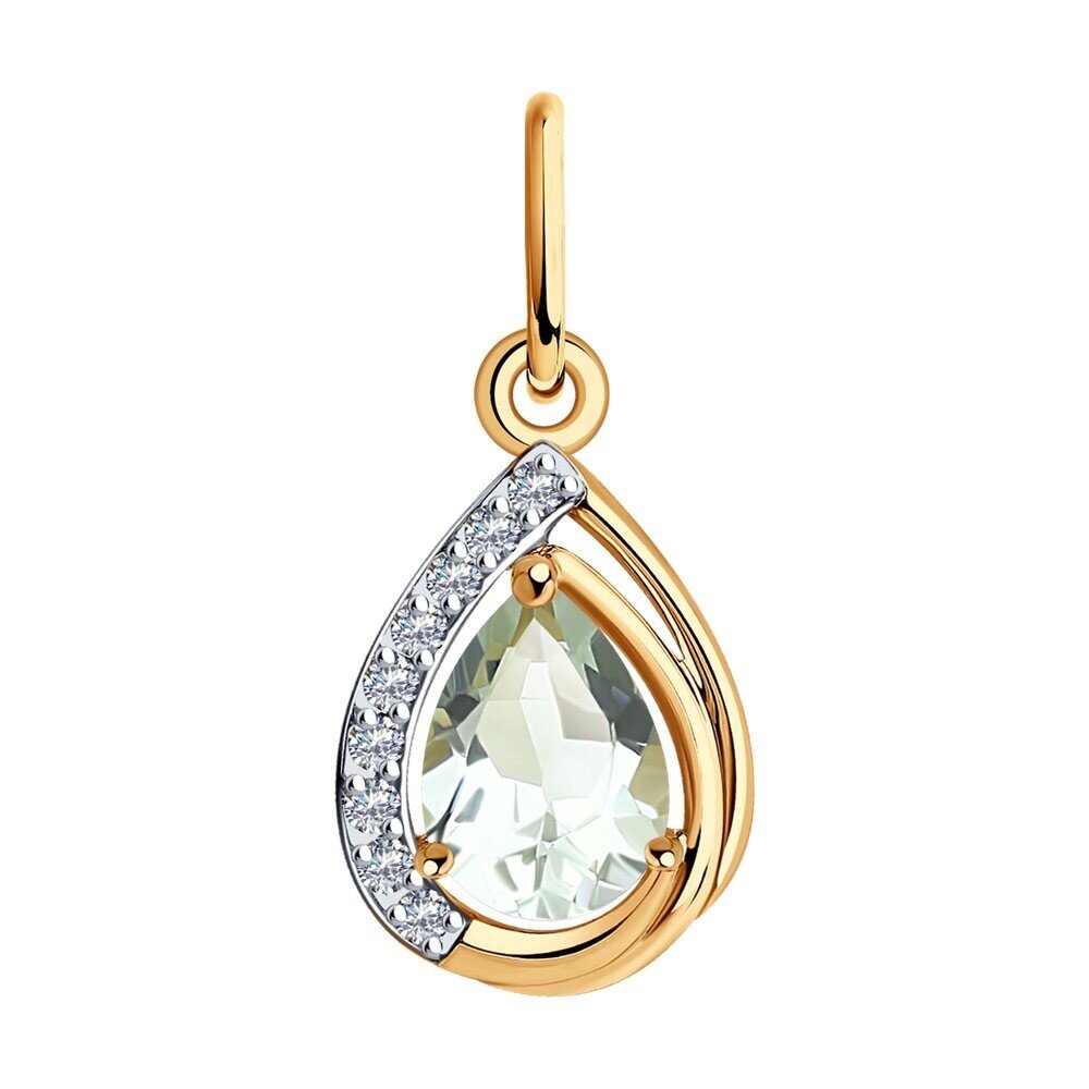 Kettenanhänger mit Prasiolith und Zirkonia 585 Rotgold