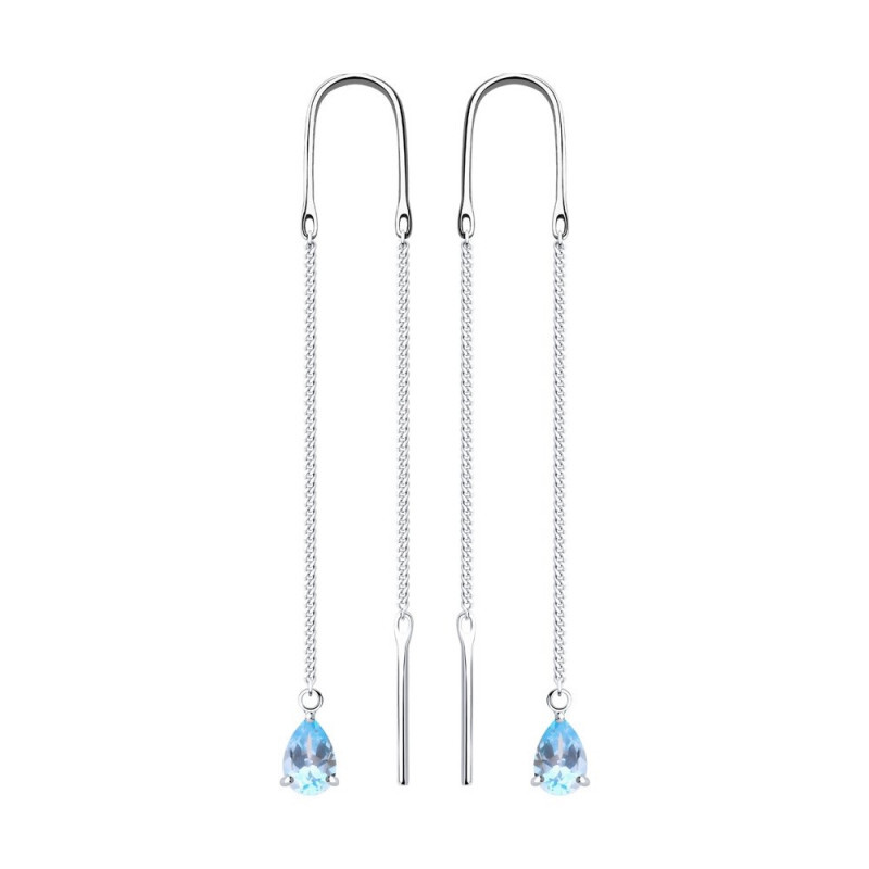 Серьги-цепочки из серебра с топазами Серьги-цепочки из серебра с топазами