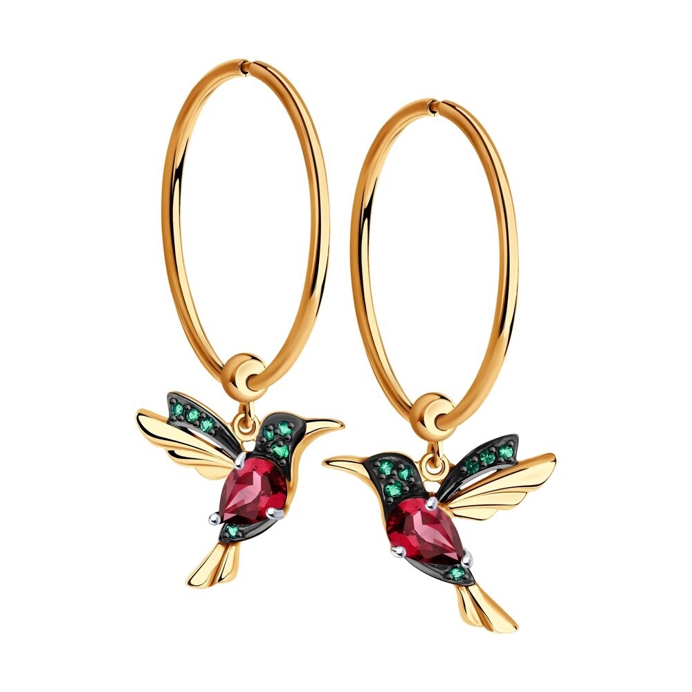 Creolen Kolibri Rhodolite Zirkonia 585 Rotgold Creolen Kolibri Rhodolite Zirkonia 585 Rotgold