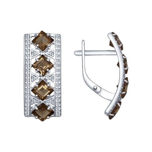 Damen Ohrringe Rauchtopas Zirkonia 925 Silber
