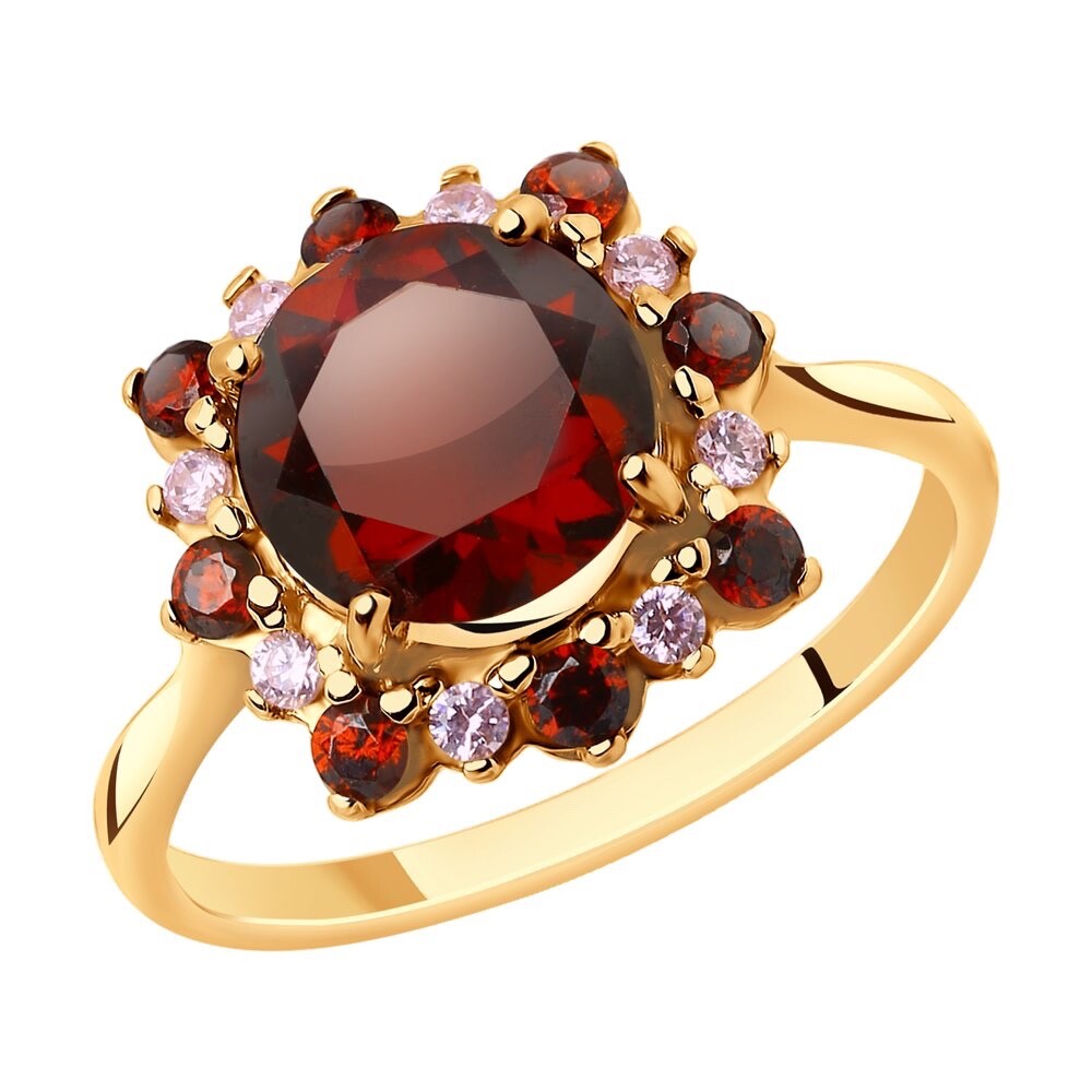 Damen Ring 925 Silber Granat Zirkonia