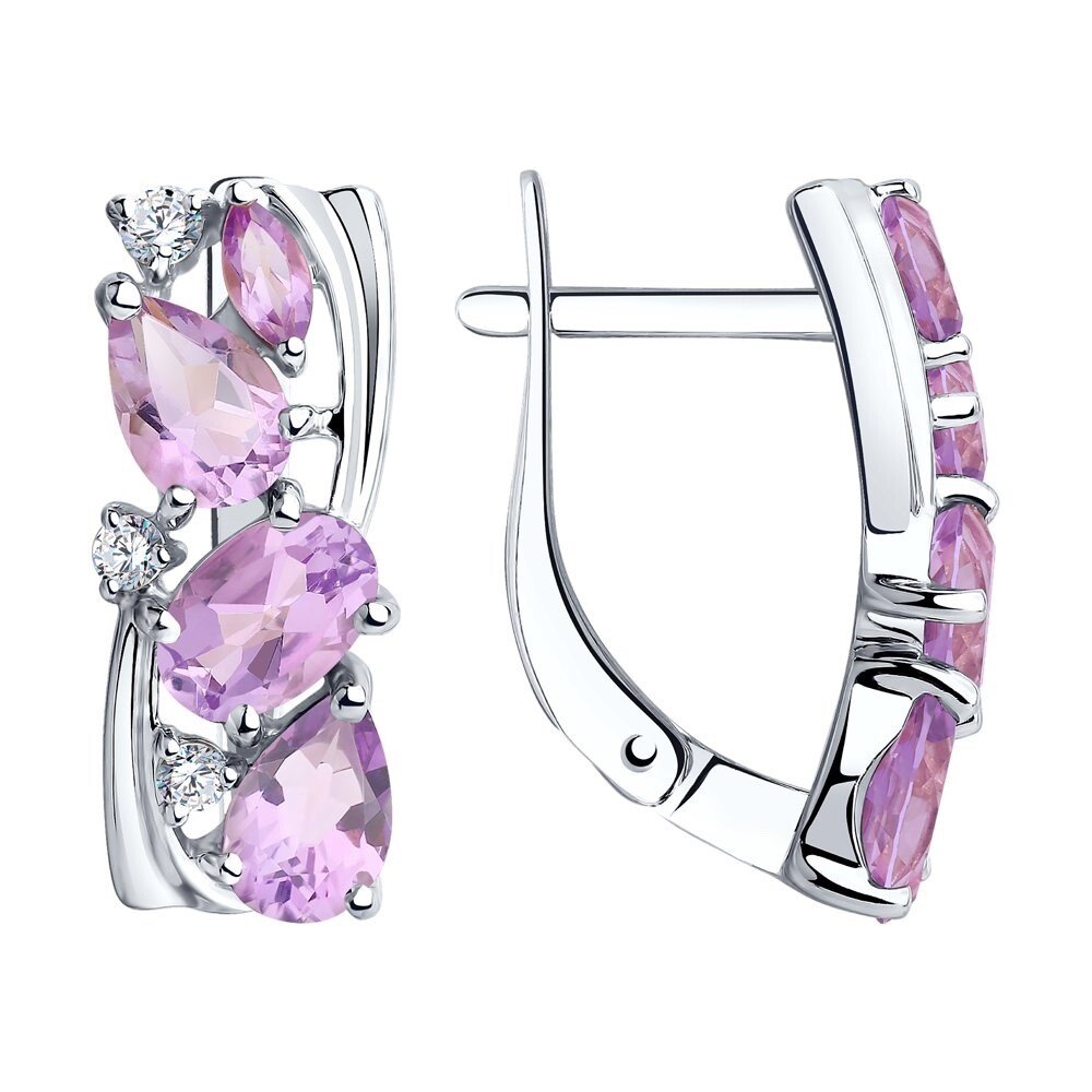 Damen Ohrringe 925 Silber Amethyst Zirkonia