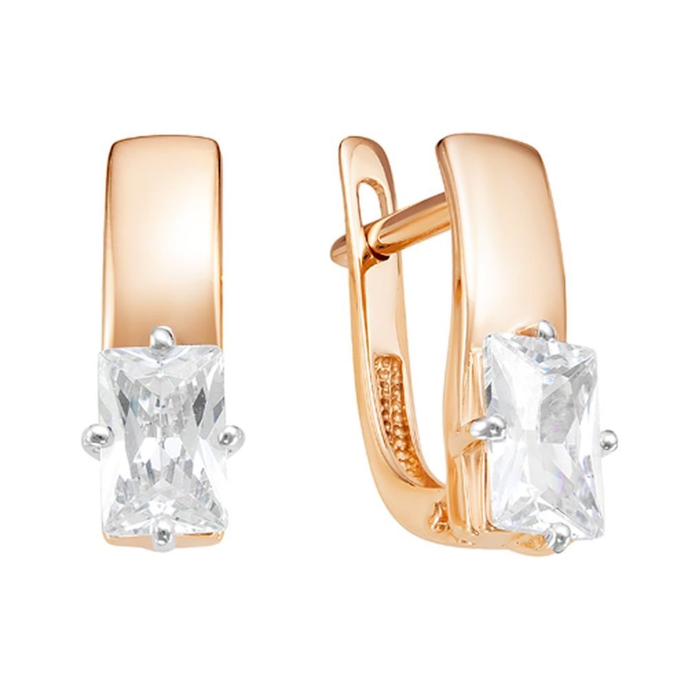 Damen Ohrringe 585 Rotgold mit Zirkonia