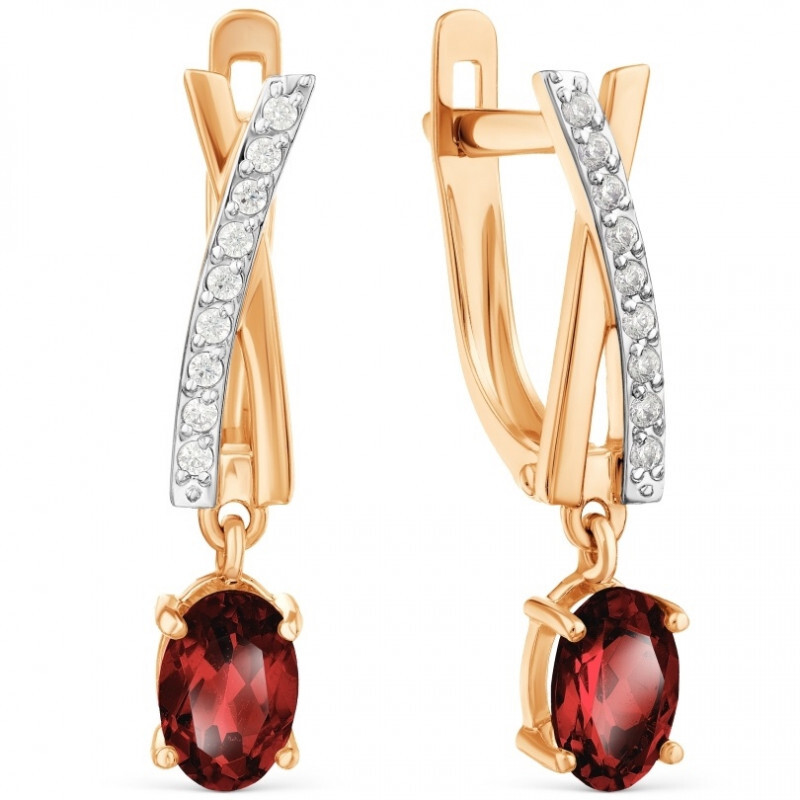 Paar Ohrhänger 585 Rotgold Granat Zirkonia Paar Ohrhänger 585 Rotgold Granat Zirkonia