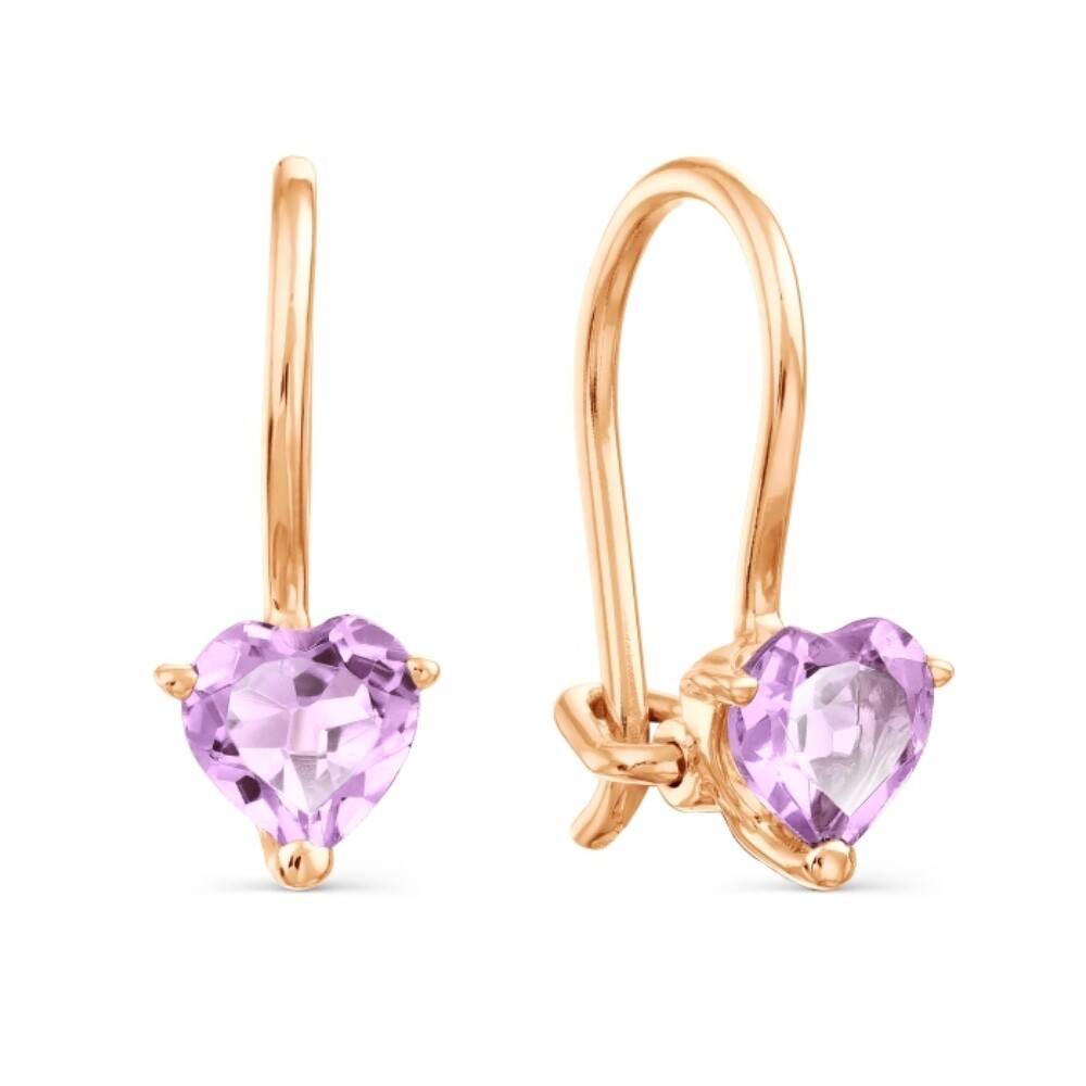 Kinder Ohrringe 585 Rotgold mit Amethyst