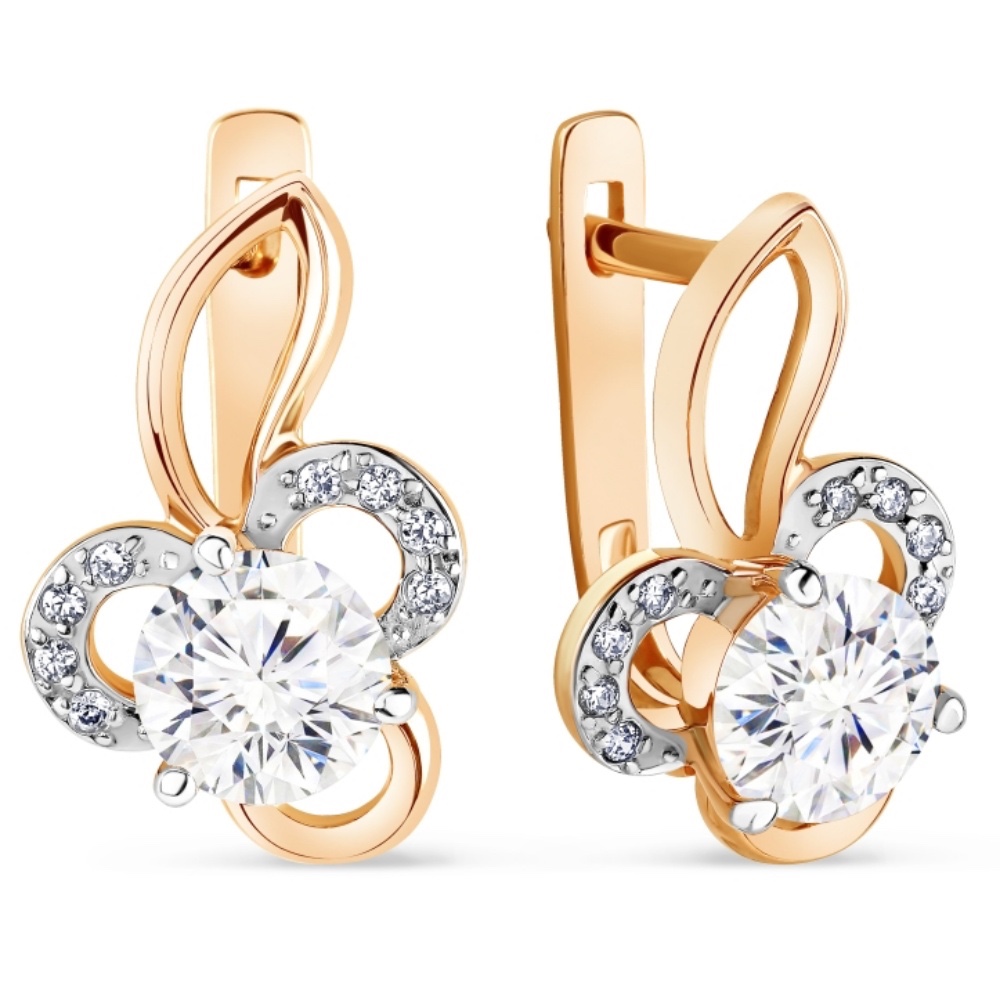 Damen Ohrringe 585 Rotgold Zirkonia Blumen Damen Ohrringe 585 Rotgold Zirkonia Blumen