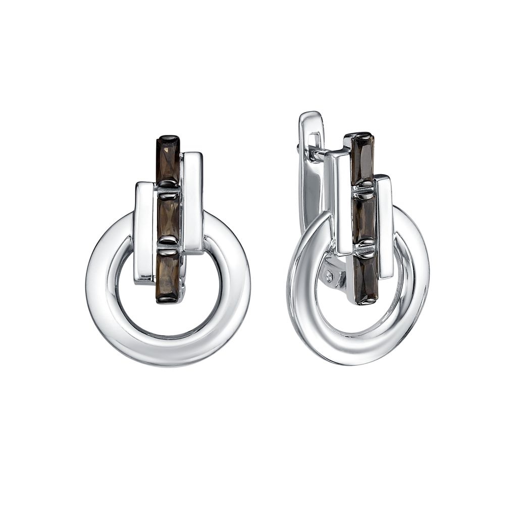 Damen Ohrringe 925 Silber Rauchtopas