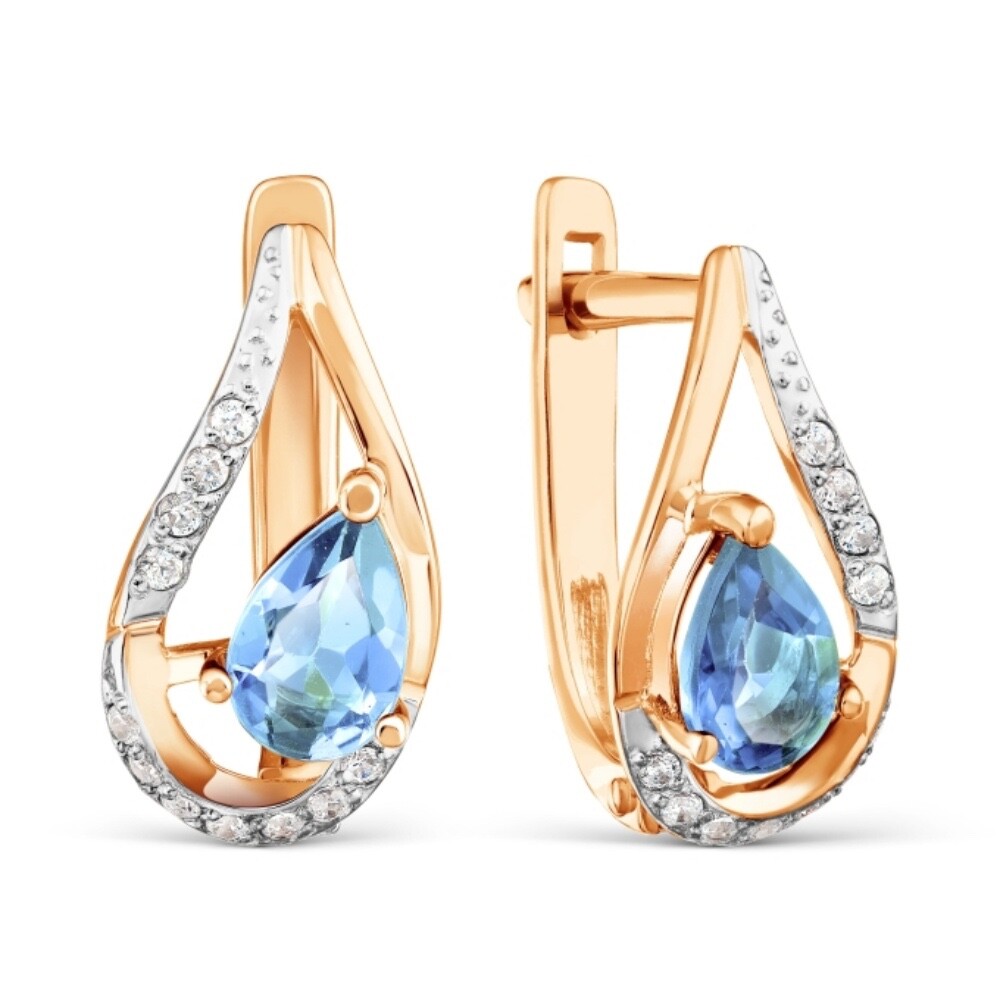 Damen Ohrringe 585 Rotgold Topas Zirkonia Damen Ohrringe 585 Rotgold Topas Zirkonia