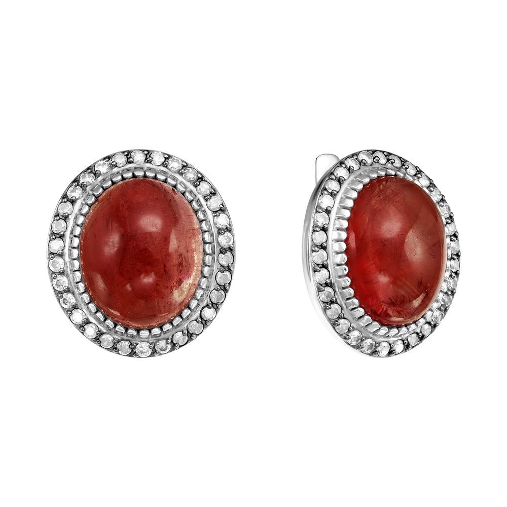 Серьги из русского серебра 925 пробы c агатами и фианитами