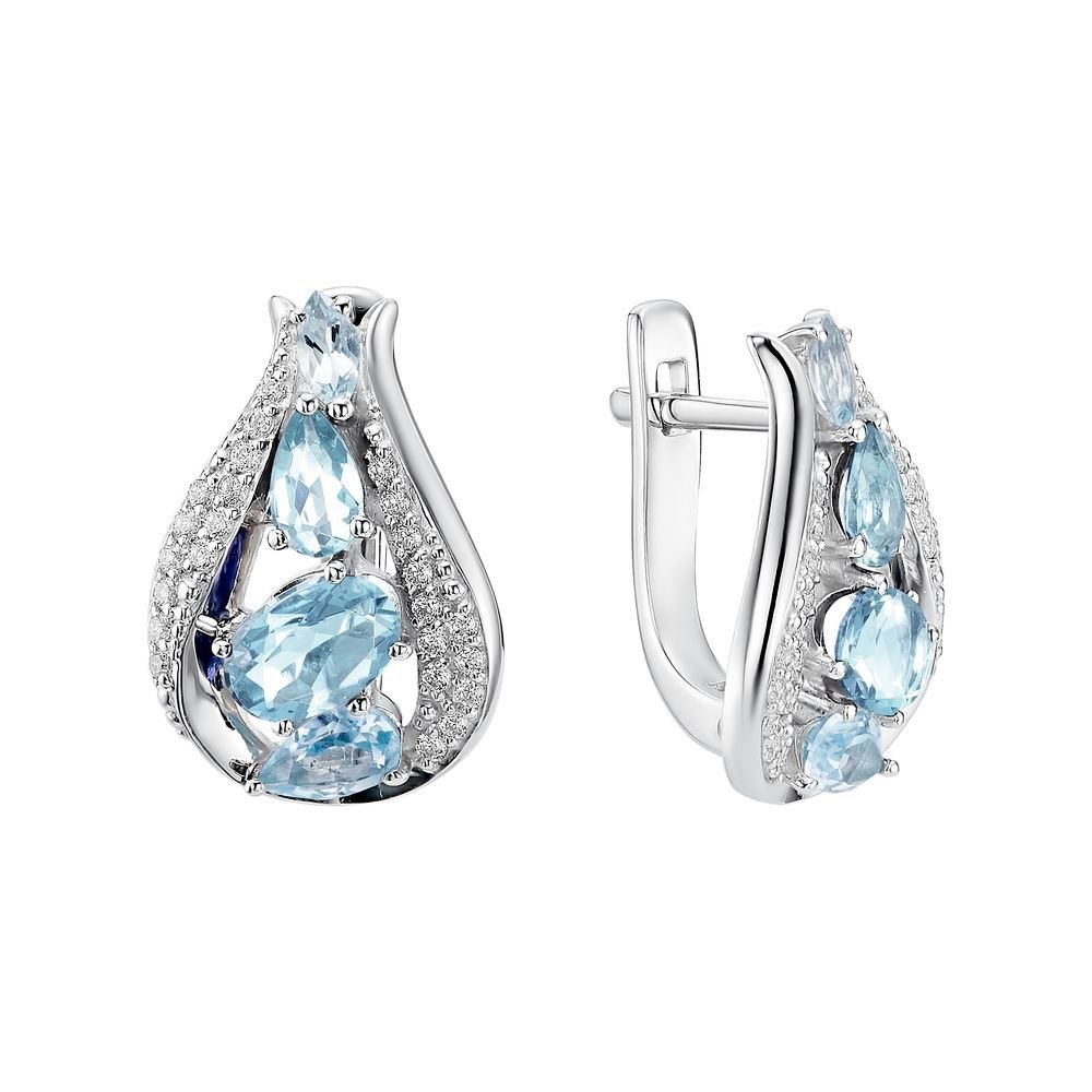 Ohrringe 925 Silber Topas Sky und Zirkonia