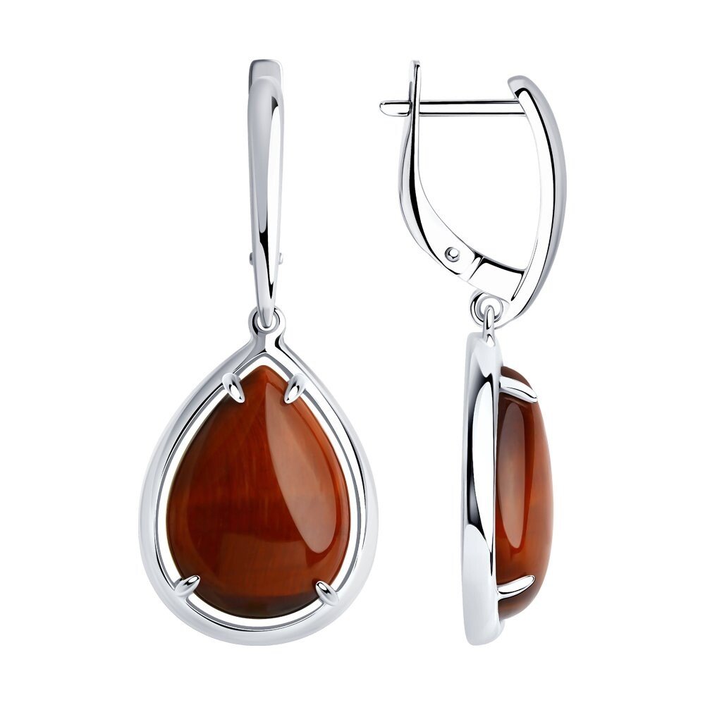 Серьги из серебра с тигровым глазом
