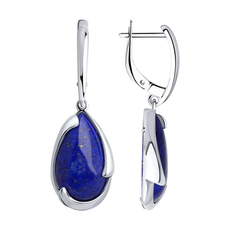 Paar Ohrhänger 925er Silber Lapis-Stein