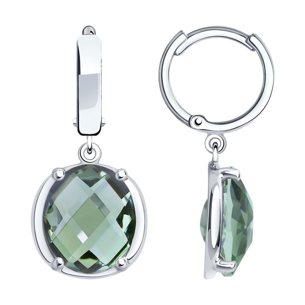 Damen Klappcreolen 925 Silber Quarz für Damen