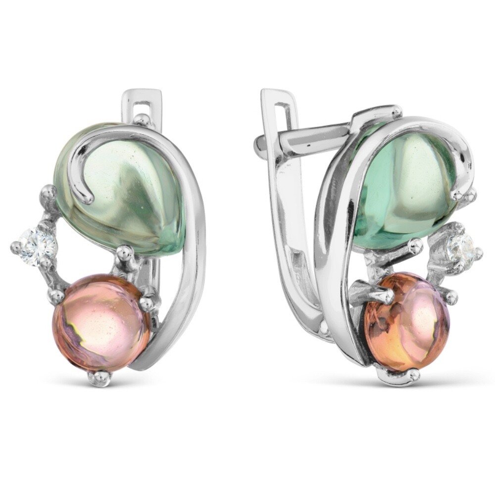 Ohrringe 925 Silber Aquamarin Morganit und Zirkonia