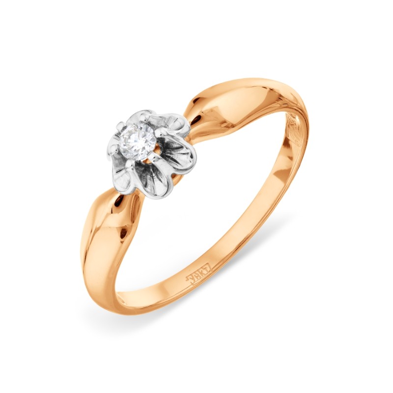 Damen Ring mit Brillant 585 Rotgold