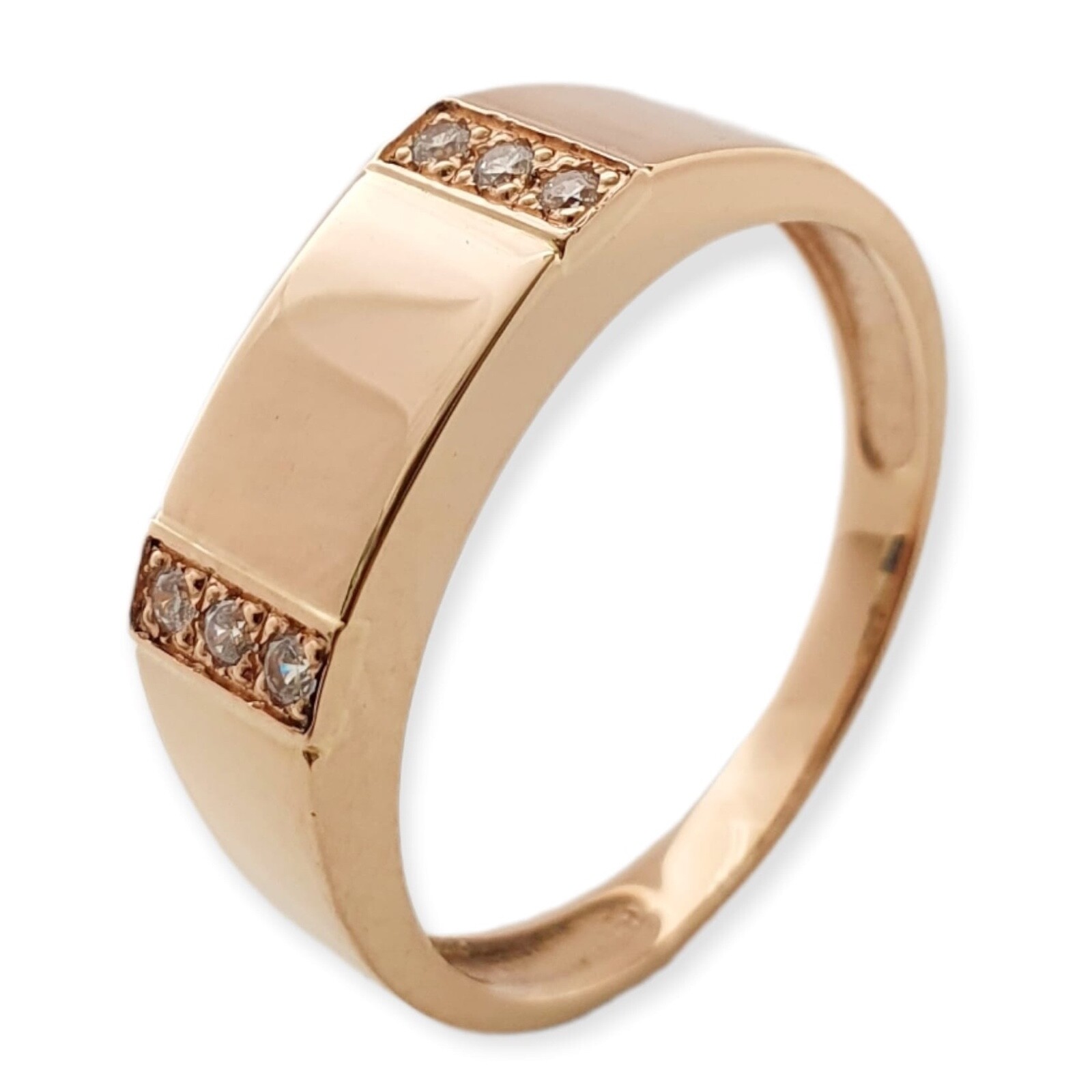 Herren Ring 585 Rotgold mit Zirkonia Herren Ring 585 Rotgold mit Zirkonia