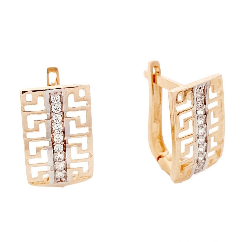 Damen Ohrringe Rotgold 585er Zirkonia