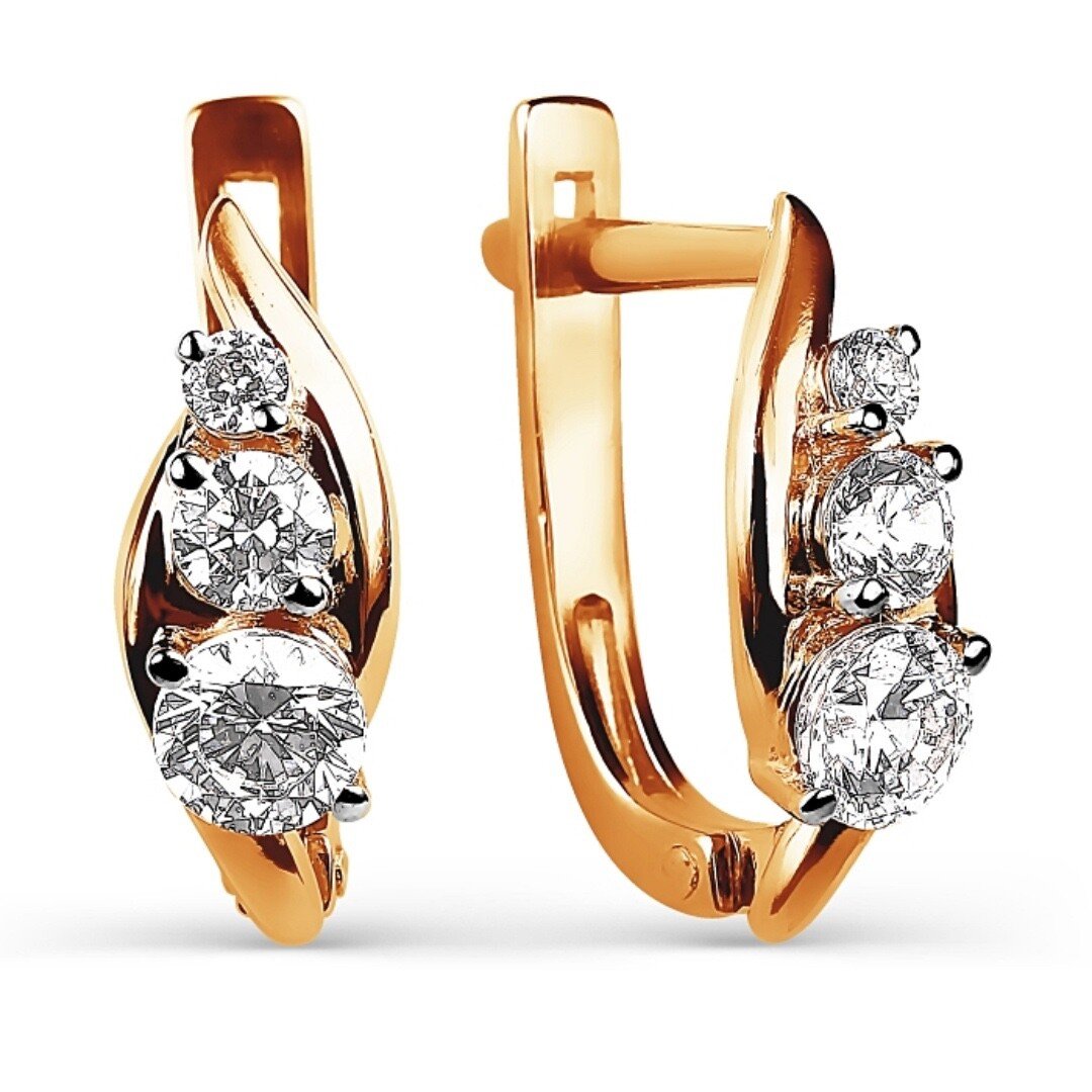 Damen Ohrringe 375 Rotgold Zirkonia