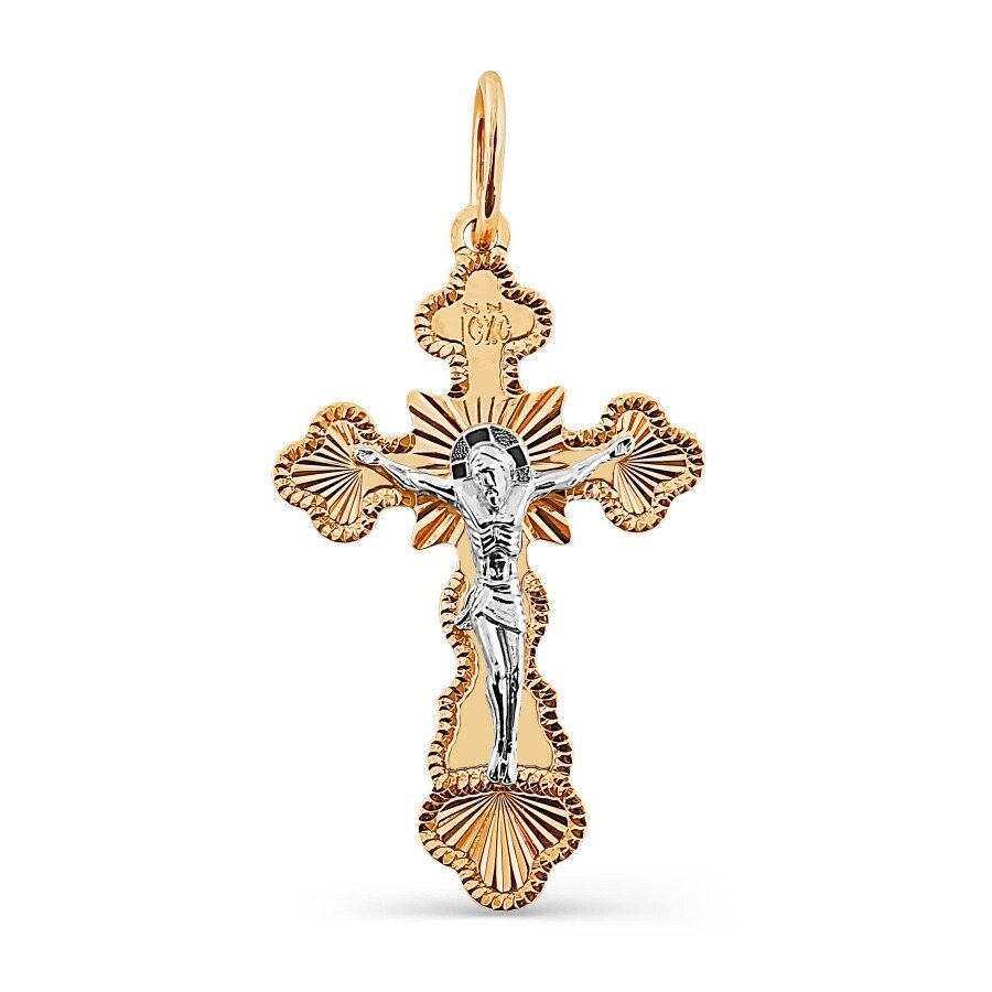 Kreuz "Segne und Rette" 585 Rotgold Weißgold