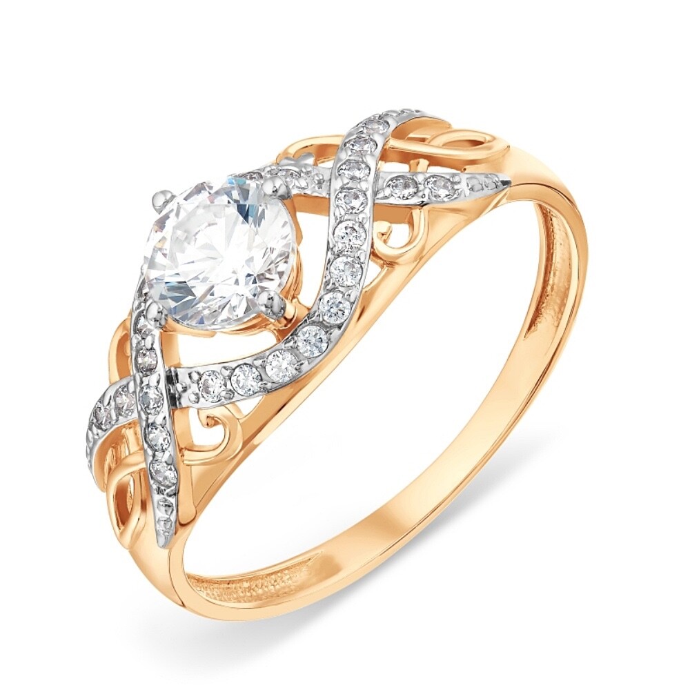 Женское кольцо из золота с фианитами