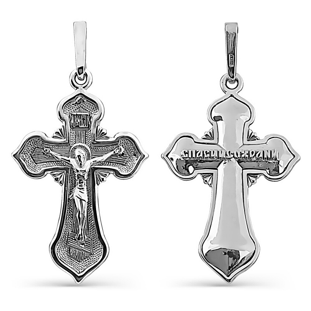 Крестик "Спаси и сохрани" из серебра на крещение Крестик "Спаси и сохрани" из серебра на крещение