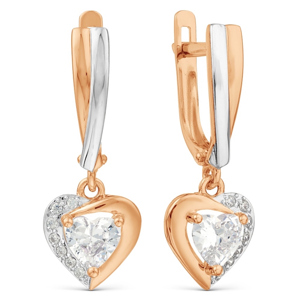 Paar Ohrhänger mit Zirkonia Bicolor