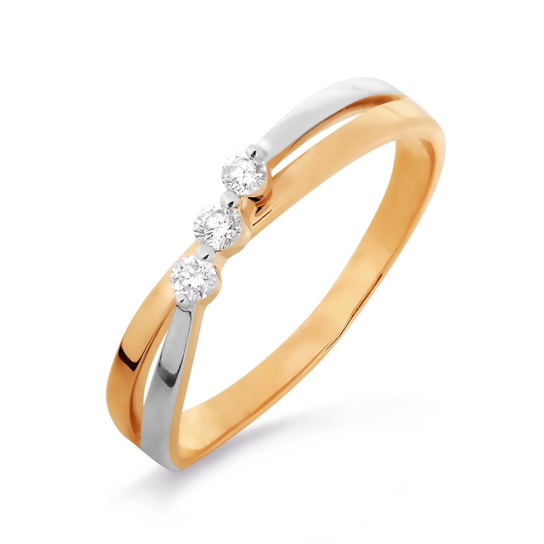 Damen Ring mit Brillanten 585 Rotgold Bicolor