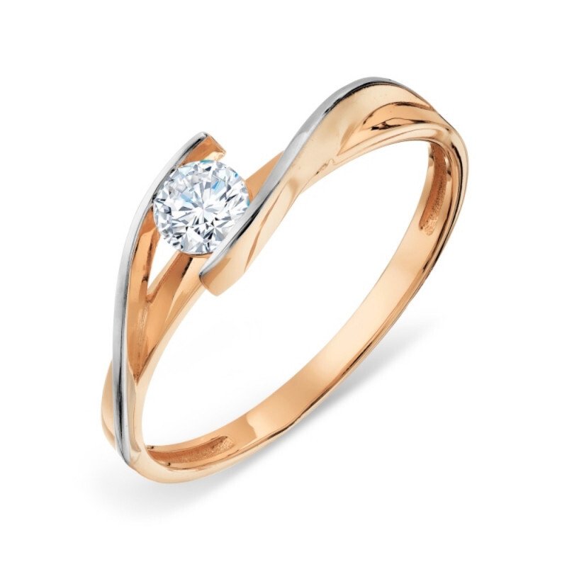 Damen Ring 585 Rotgold mit Zirkonia Bicolor