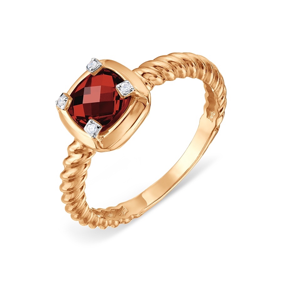 Damen Ring 585 Rotgold Granat Zirkonia