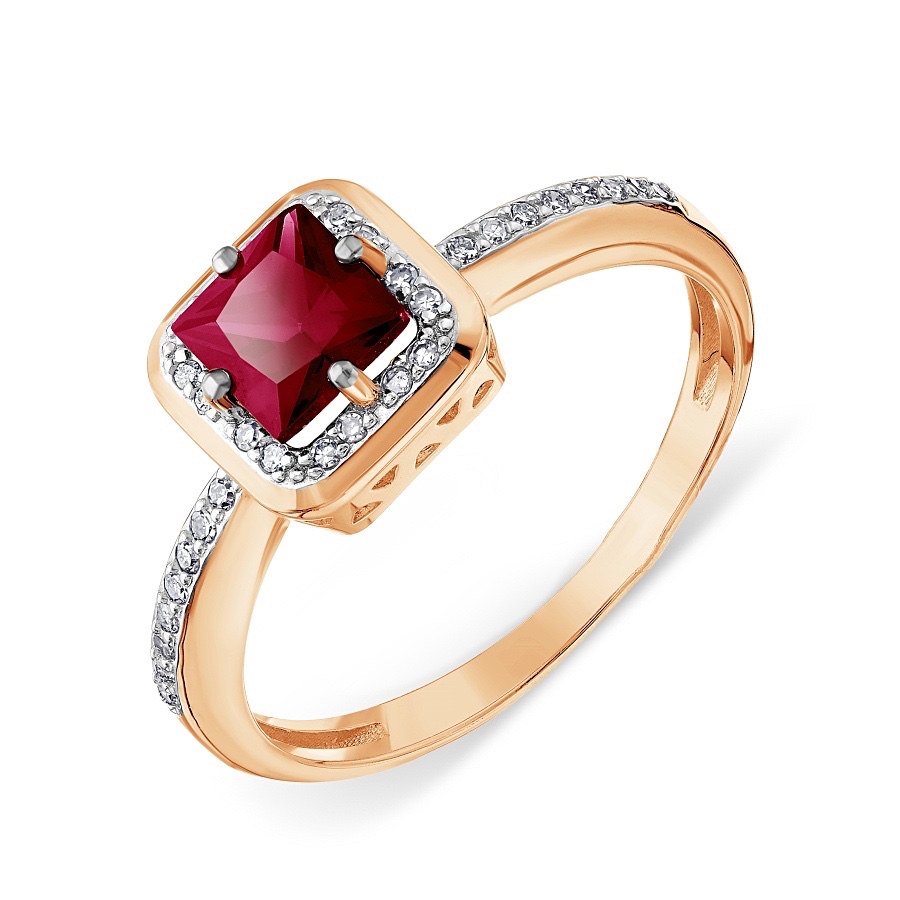 Damen Ring 585 Rotgold Rubin syn Brillanten Damen Ring 585 Rotgold Rubin syn Brillanten