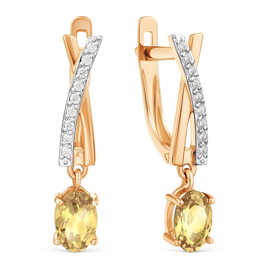 Damen Ohrringe mit Citrin und Zirkonia Damen Ohrringe mit Citrin und Zirkonia