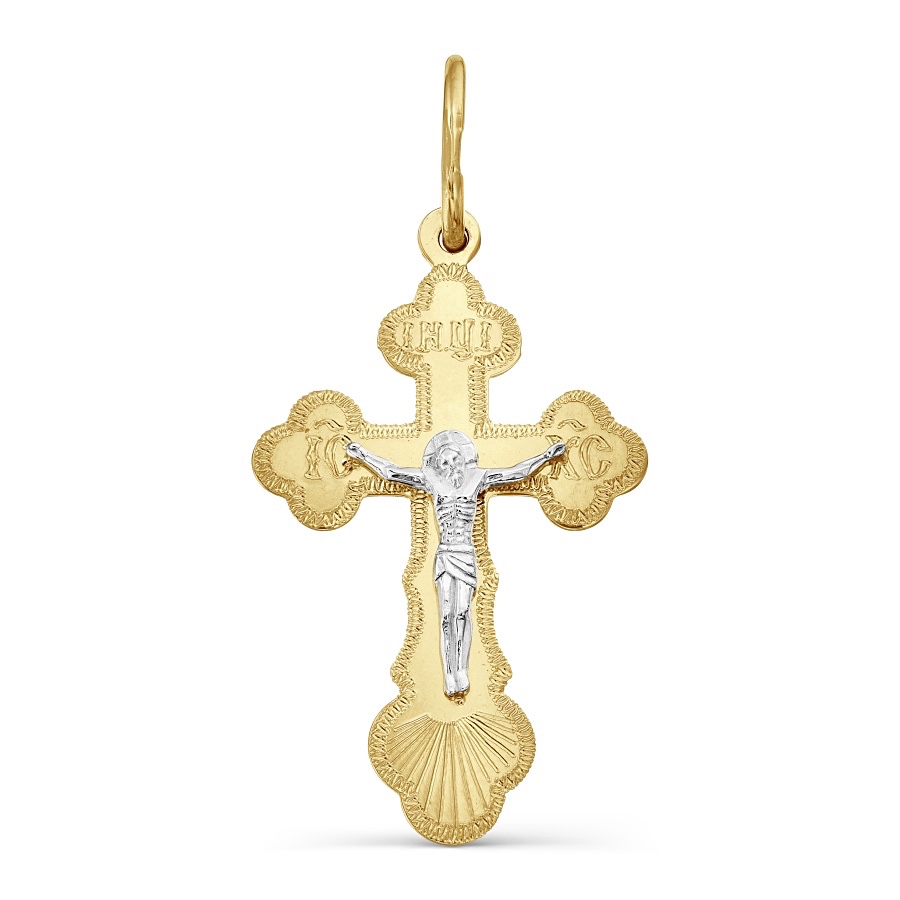 Kreuz "Segne und Rette" 585 Gelbgold Weißgold