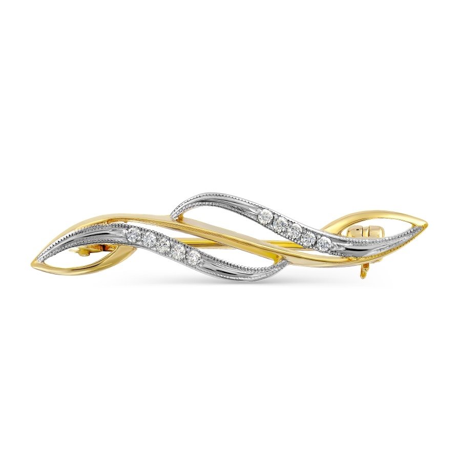Brosche 585 Gelbgold mit Zirkonia