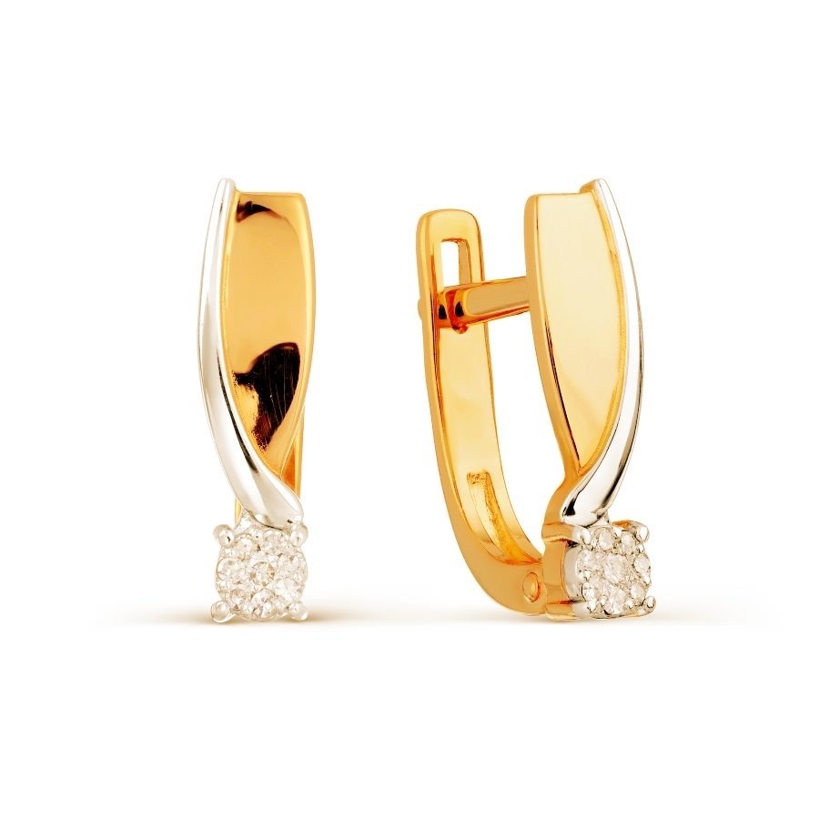 Damen Ohrringe 585 Gelbgold Bicolor Brillanten