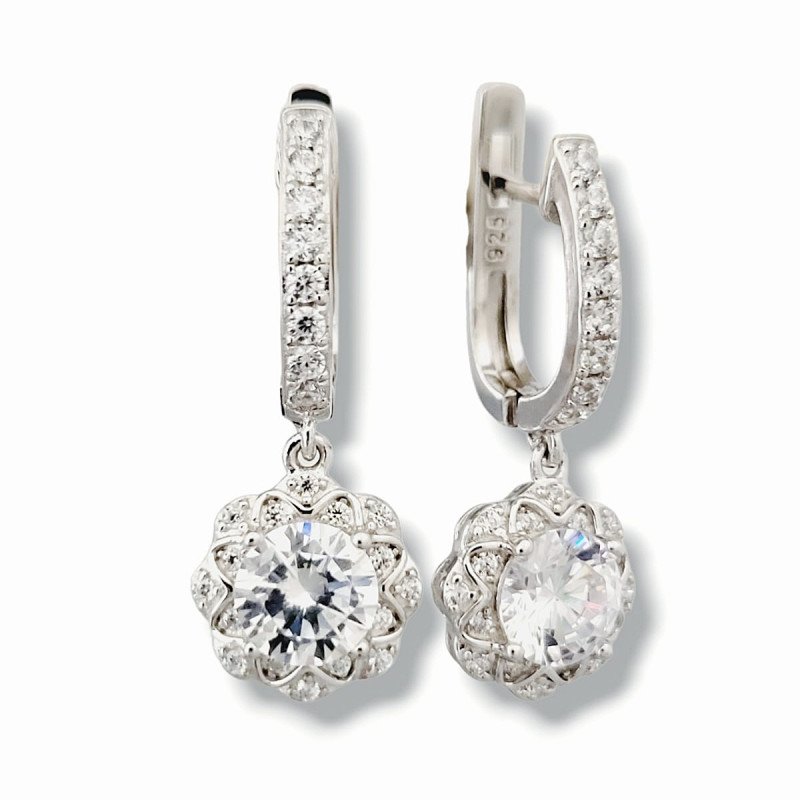 Серьги из серебра с фианитами