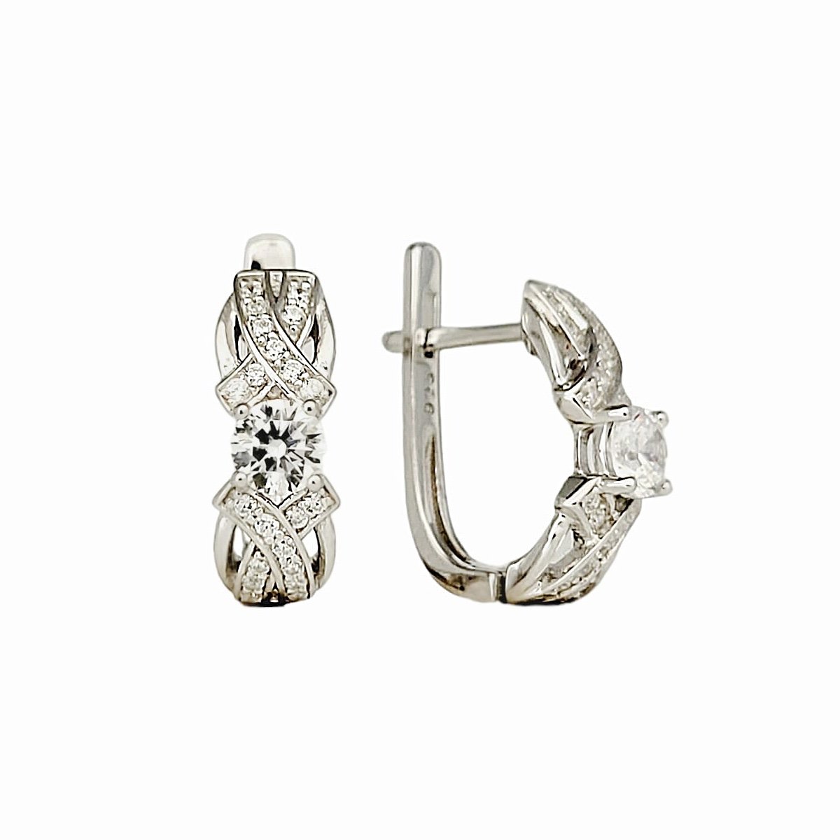 Серьги из серебра с фианитами