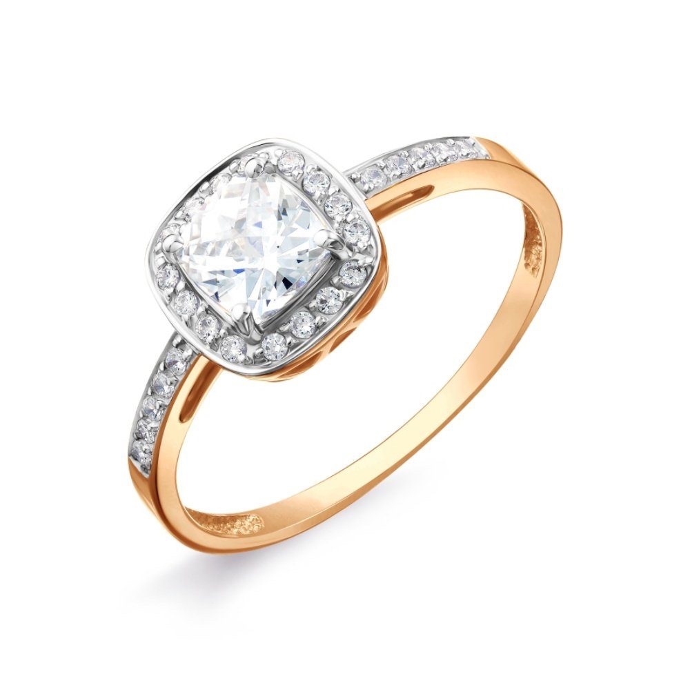 Damen Ring 585 Rotgold mit Zirkonia