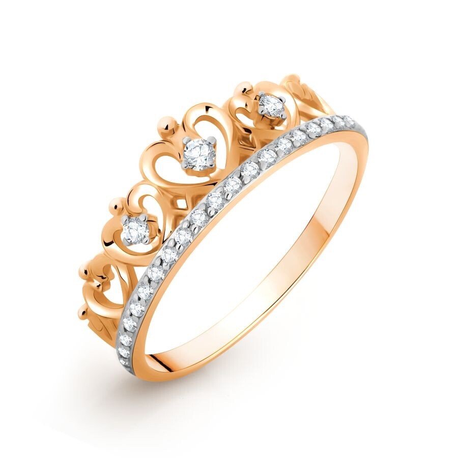 Damen Ring "Krone" mit Zirkonia 585 Rotgold