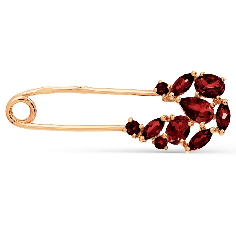Sicherheitsnadel Brosche 585 Rotgold mit Granat