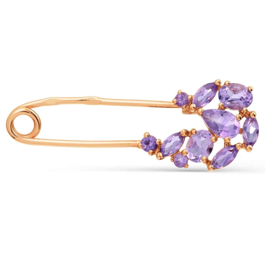 Sicherheitsnadel Brosche 585 Rotgold mit Amethyst Sicherheitsnadel Brosche 585 Rotgold mit Amethyst