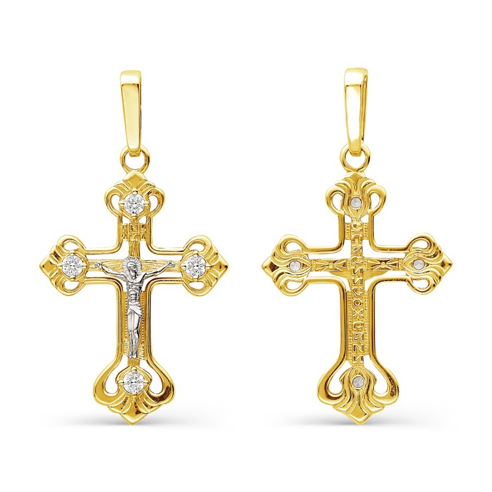 Золотой крестик с фианитами