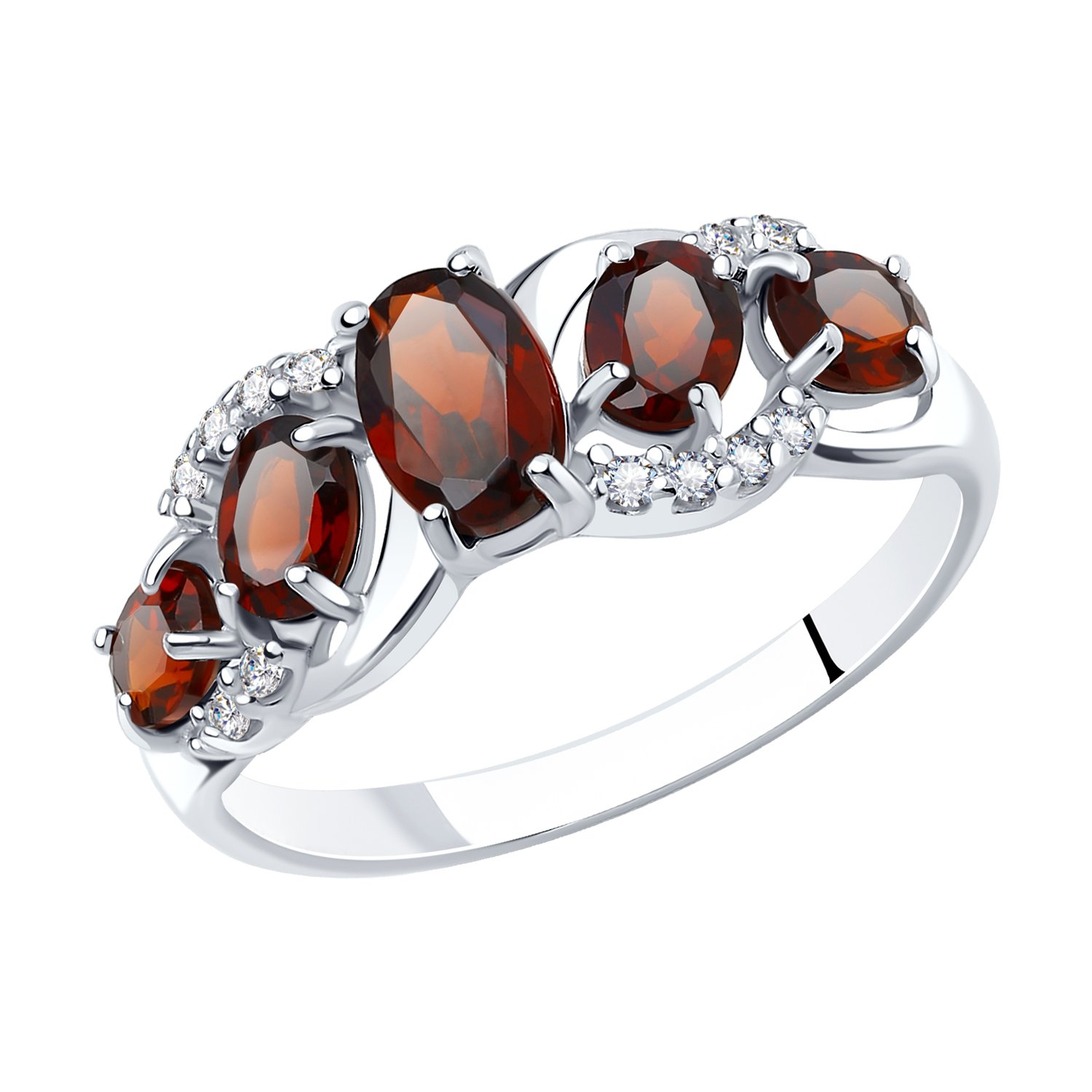 Damen Ring 925 Silber mit Granat mit Zirkonia